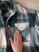 Woolen Coat Shirt Jacket Windbreaker Oversize Plaid Vintage Women Loose Button Winter