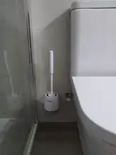 Soporte de escobilla de inodoro de autolimpieza, conjunto de herramientas de silicona Universal, accesorios de Wc de pie, mango largo negro para el hogar, suave