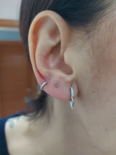 ROXI 100% de Plata de Ley 925 Punk remache pequeño pendientes de aro abierto Cubic Zirconia pendientes para las mujeres joyería de moda regalos