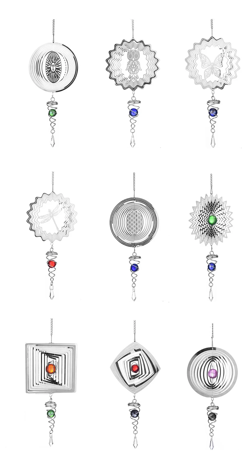 Strongwell Нержавеющая сталь зеркало, Кристалл мяч стерео вращающийся ветряной колокольчик с украшением в форме Открытый Сад мотор колокольчиков подарки