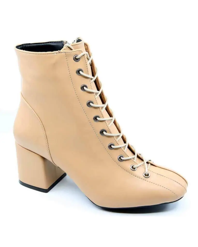 

Mosimoso Women's Ankle Height Boot Jenny Ten Skin Lace-up Zipper Heels Women Boots
