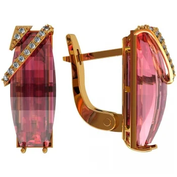 

Volga jeweler earrings with glass and cubic zirconia silver with gilding