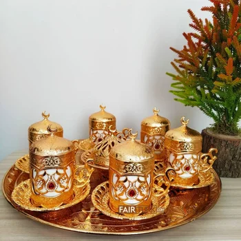 

Stand With Decorated Set of Coffee Cups Stones