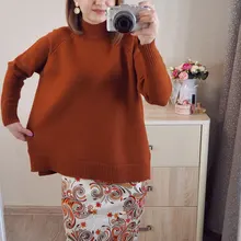 Sweater Pullovers Mock-Neck Beige Purple Winter Green 8-Colors High-Quality Women C-232