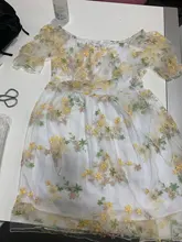 Mini Dress Puff-Sleeve Lace Print Chiffon French Korean-Style Sexy Vintage Women Floral