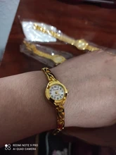 Reloj de pulsera de acero inoxidable dorado para mujer, pulsera femenina informal a la moda, con esfera analógica pequeña, elegante