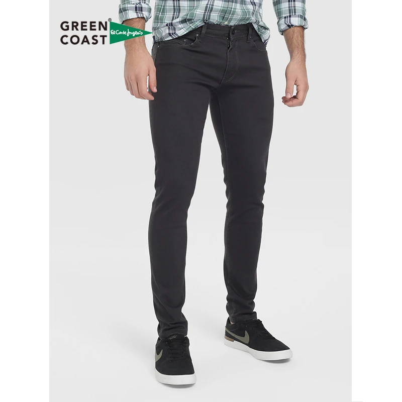 Green Coast Pantalones Vaquero de Hombre Super Gris Oscuro 99% Algodón Liso Denim Cierra Mediante Botón y Cremallera Delgado Casual Moda Corte Inglés|Pantalones - AliExpress