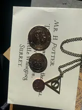 Mapa de la escuela mágica de Harry Potter, carta Express de aprobación, reliquias de la muerte, collar, Banco de monedas y bolsa