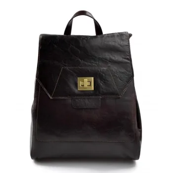 

Backpack leather women travel bag leather weekender sports bag gym bag leather dark brown