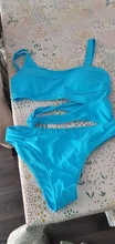 One-Piece Swimsuit Monokini White Hollow-Out Women Sexy New Solid Cut-Out SGCHUA Blue