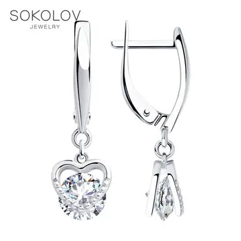 

SOKOLOV Silver drop earrings with stones with cubic zirconia fashion jewelry silver 925 women's/men's, male/female, long earrings, women's male