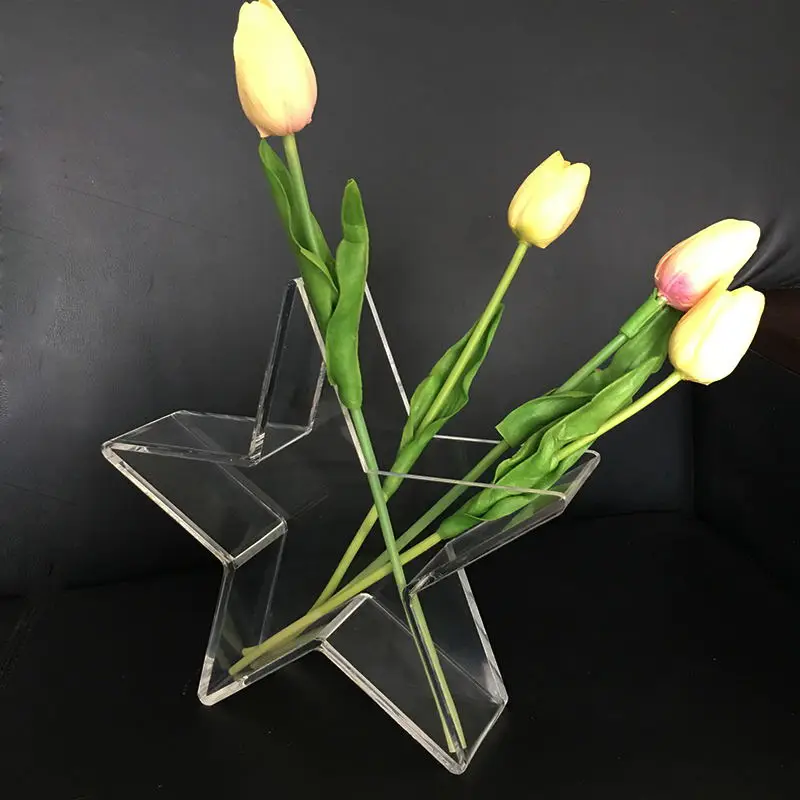 

Flower Acrylic Vase Decorative Centerpiece for Home or Wedding Break Resistant five-pointed star Shape