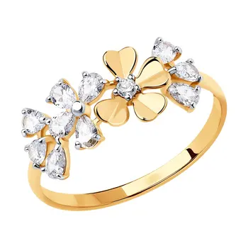 

Sokolov ring in Gold with Swarovski Crystals cubic zirconia, fashion jewelry, gold, 585, women's male