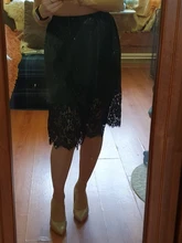 Otoño Invierno mujeres encaje Slip longitud hueco A-Line faldas perspectiva de las señoras básica fina falda enaguas