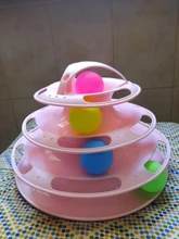 3 Levels Pet Cat Toy Tower Tracks Disc Interacitve Cat Toys Ball Training Amusement Plate