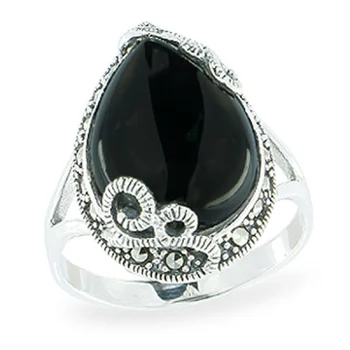 

Yuk markazit ring with marcasites and onyx from silver