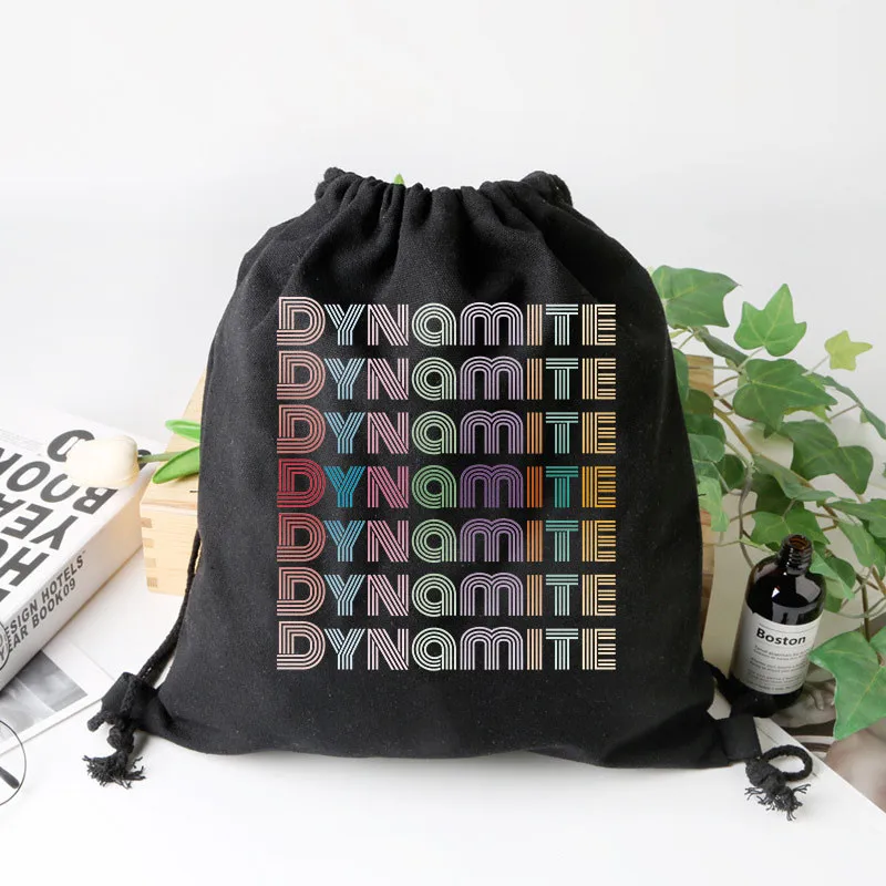 

KPOP Colorful Printing Dynamite Bangtan Boys Travel Bundle Pockets Environmentally Friendly Use Luggage Drawstring School Bag