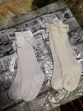 Calcetines ajustados hasta la rodilla de princesa para niños y niñas, medias finas con Lazo de algodón sólido y malla elástica, de 0 a 3 años, para verano