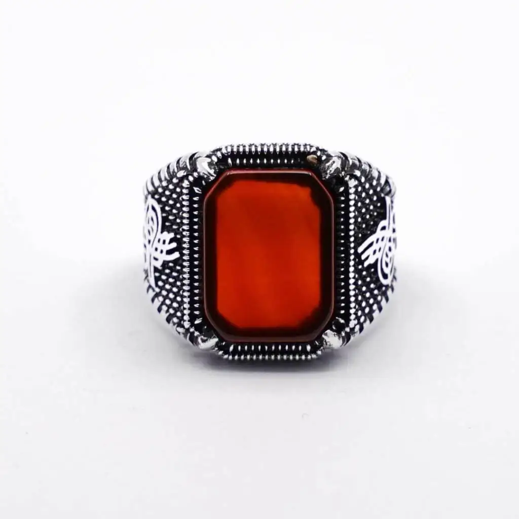 925 пробы Серебряное кольцо с агатовым камнем