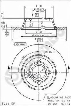 

Disc brake front. Audi 80 (8c B4) 09/91-12/94 / Audi 80 avant (8c B4) 09/91-01/96 Brembo art. 08.5709.10