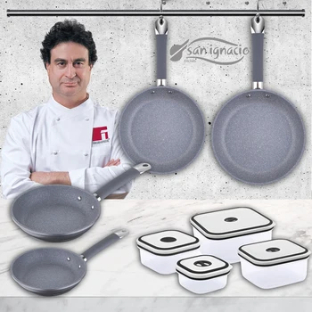 

Juego de sauce pans in aluminum (14,20, 24,28 cm) with lunchboxes SAN ignacio Premium