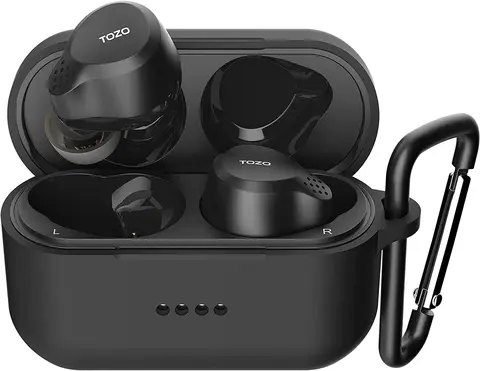 NC7 Protective Silicone Case Shockproof Soft Skin Cover for  NC7 Earbuds with Front LED Visible and Keychain Blue