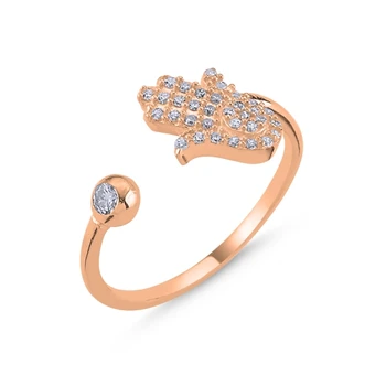 

KUTAYDAN White Zirconia stone Fatma Master Hand Adjustable Ring 925 Sterling Silver