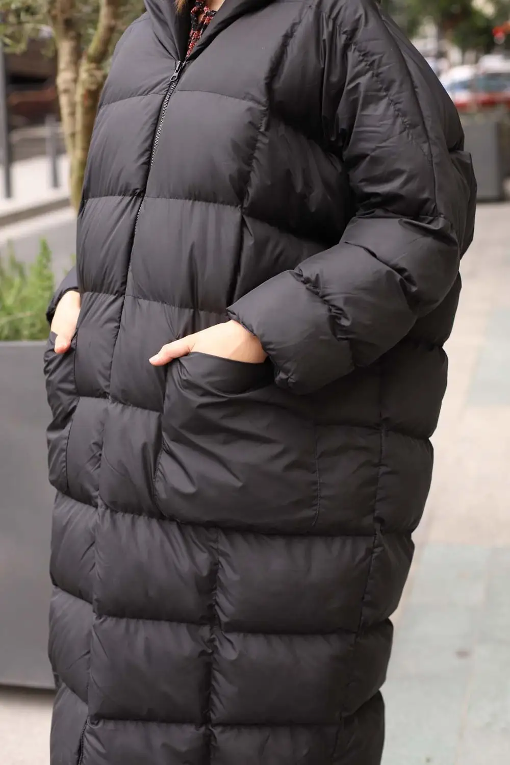 Woman Hooded Long Inflatable Coat Oversize Midi