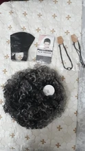 NNZES-peluca Afro rizada para mujeres negras, pelo largo sintético con flequillo, color negro y gris, 14 pulgadas