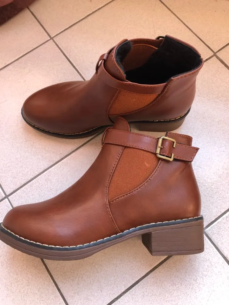 Women Flat Round Toe Ankle Casual Boots