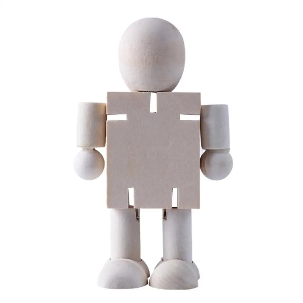 

Painting Graffiti Wooden Man White Blank DIY Wooden Robot Coloring Robot Doll Painting Wooden Robot Doll