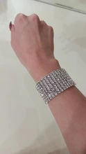 Pulsera elástica con diamantes de imitación de cristal para mujer, brazalete de oro ostentoso, joyería nupcial para boda, 4/5/8 filas