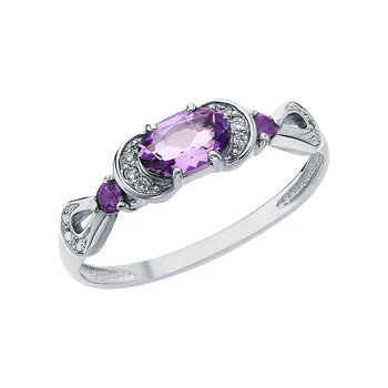 

Silver ring with amethyst and cubic zirconia sunlight sample 925