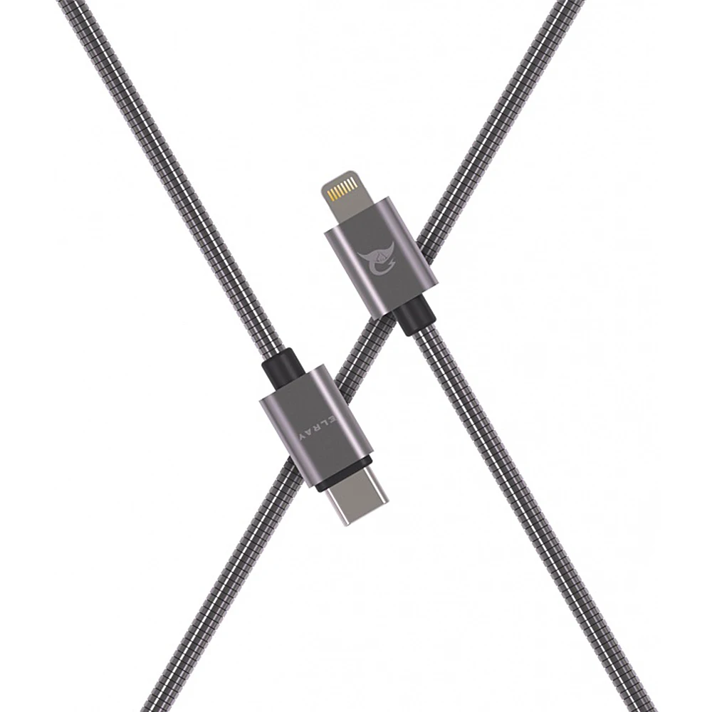 Кабель Elray Type-C-Lightning 1м, серый(CLMBC10GR