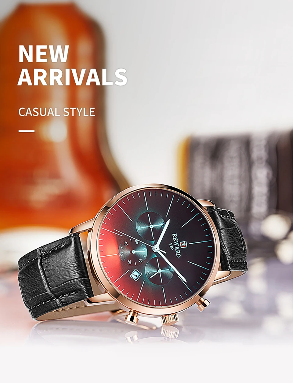 Men's Watch Modern Chronograph Sport 24 Hour Watch Iridescent Crystal Color Bright Glass Waterproof Wrist Watches_voghion.com