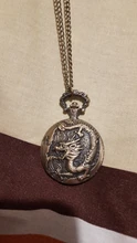 Reloj de bolsillo de cuarzo, de bronce, estilo chino, diseño de dragón, Vintage, con cadena de collar, el mejor regalo, CF1039
