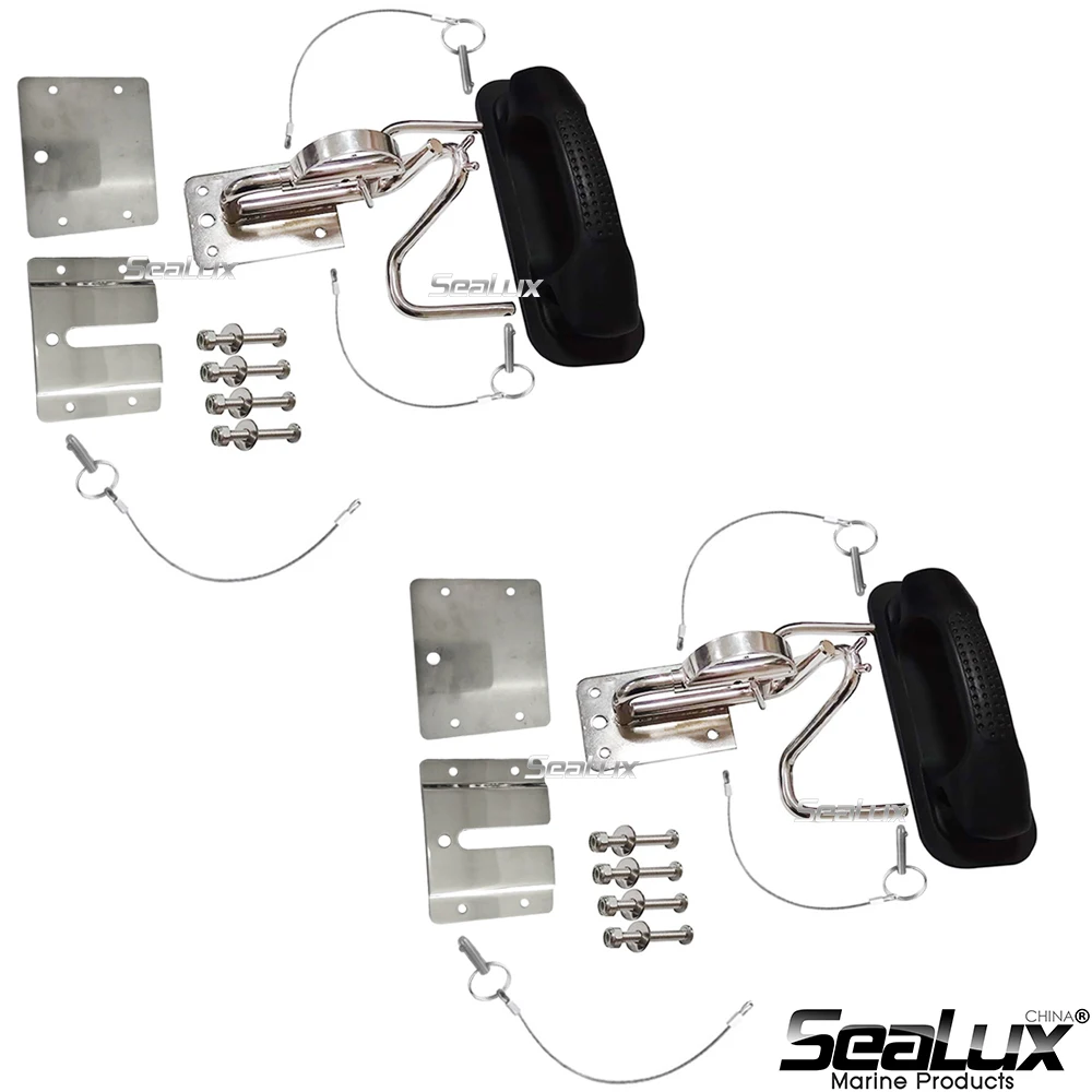 

Sealux 2 sets per package Insta-lock Quick Davits set for inflatable boats with black handle pad for Marine Yacht