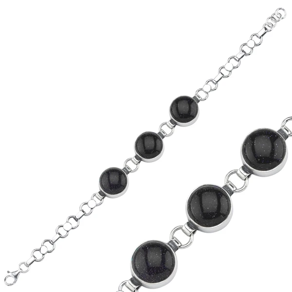 Серебряный 925 пробы голубой звезда камень браслет ручной работы