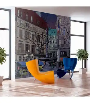 

Mural-a Parisian square at dusk