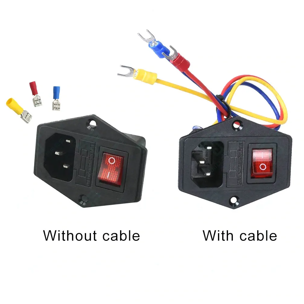

Socket switch 220V/110V 6A Power Supply Switch Male Socket with Fuse for 3D Printer DIY 3D Printer Accessories