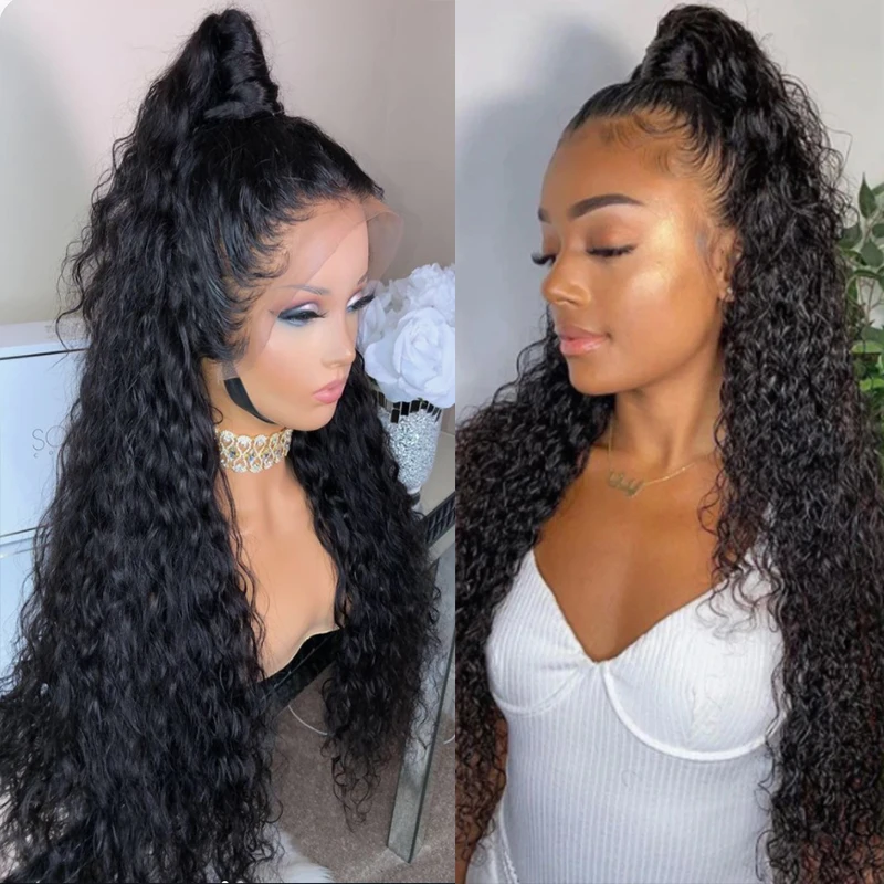 Loose Curly Synthetic Lace Front Wigs for Women Black Daily With Baby Hair Heat Resistant Fiber | Шиньоны и парики