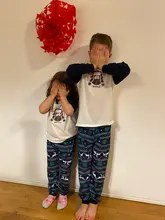 Ropa navideña a juego para hombre y papá, pantalones con estampado de dibujos animados, conjuntos familiares, PIJAMAS