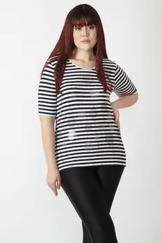 

Sans Textile Women 'S Black Sim Detailed Striped Blouse 65 N15991
