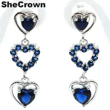 38x12 мм европейский стиль в форме сердца Танзанит Белый CZ подарок для девочек серебряные серьги