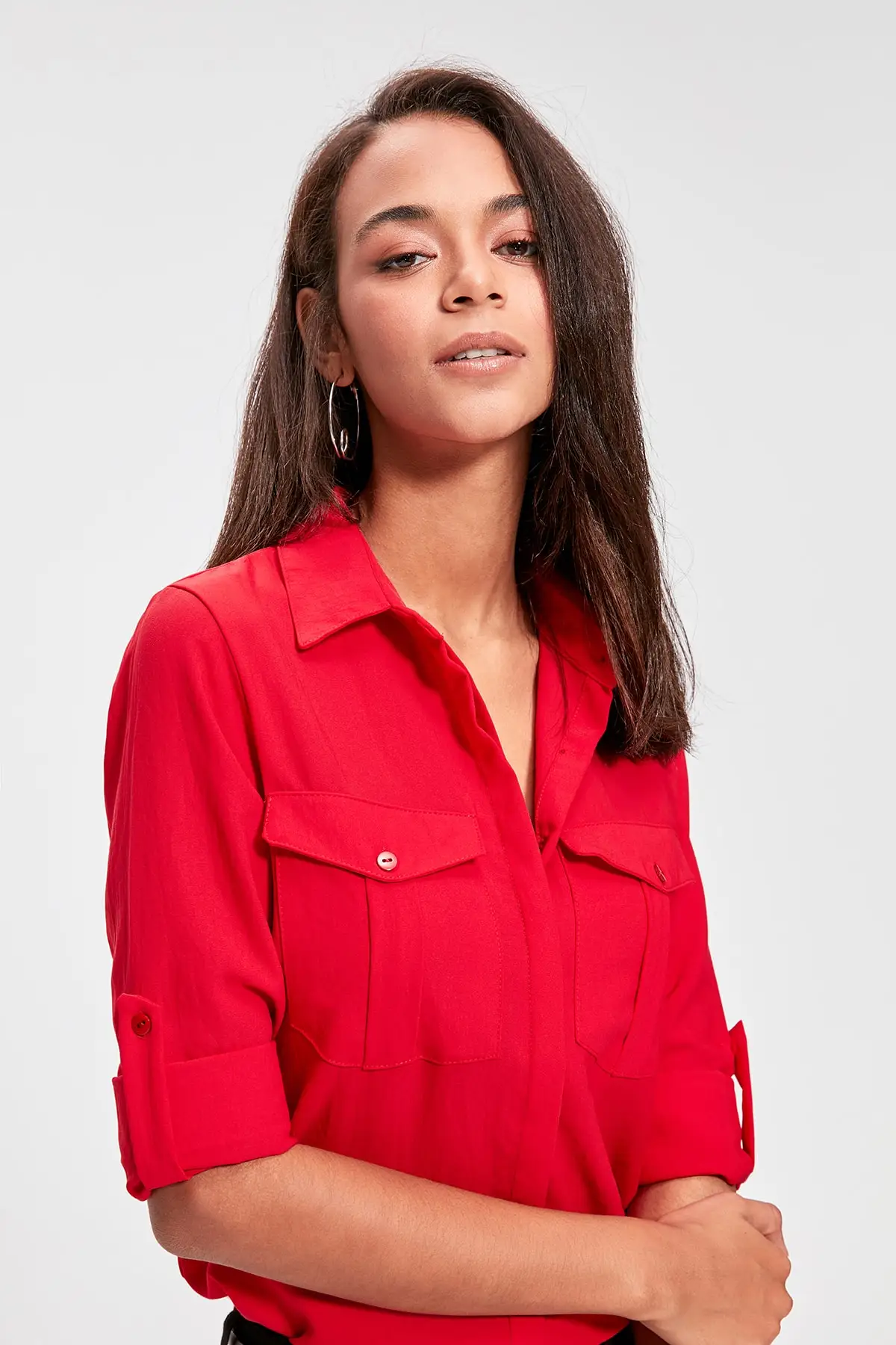 Goedkoop Trendyol Pocket Detail Shirt TWOAW20GO0355