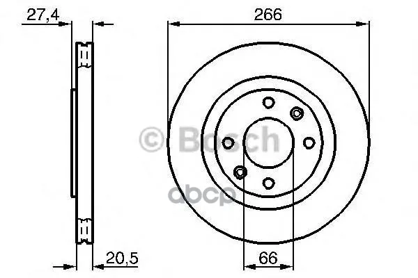Диск Тормозной Передний Citroen Berlingo(266мм) 0986478268 Bosch арт. 0986478268