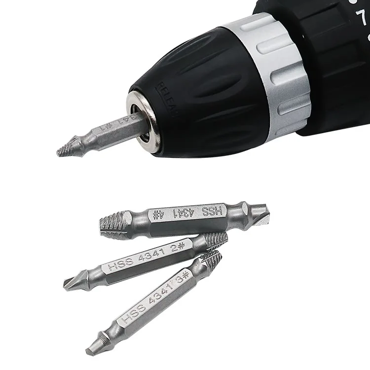 

Citop 4pcs/set Double Side Drill Out Damaged Screw Extractor Guide Broken Damage Screws Out Damaged Screw Extractor Drill Bits