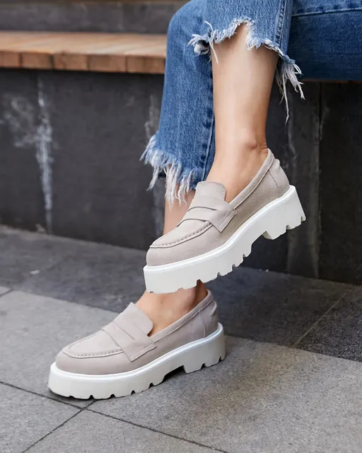 Mocasines gruesos de piel de vaca auténtica para mujer, zapatos de plataforma redonda, sin cordones, calzado de oficina, 36 41, primavera 2021 zapatillas mujer zapatos mujer zapatos planos zapatos mujer za|Zapatos planos de ...