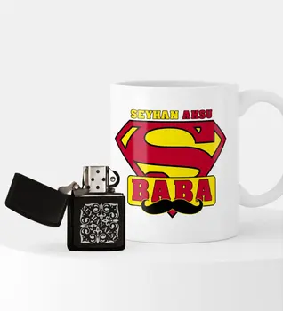 

Personalized Super Dad Gasoline Lighter and Mug Seti-1