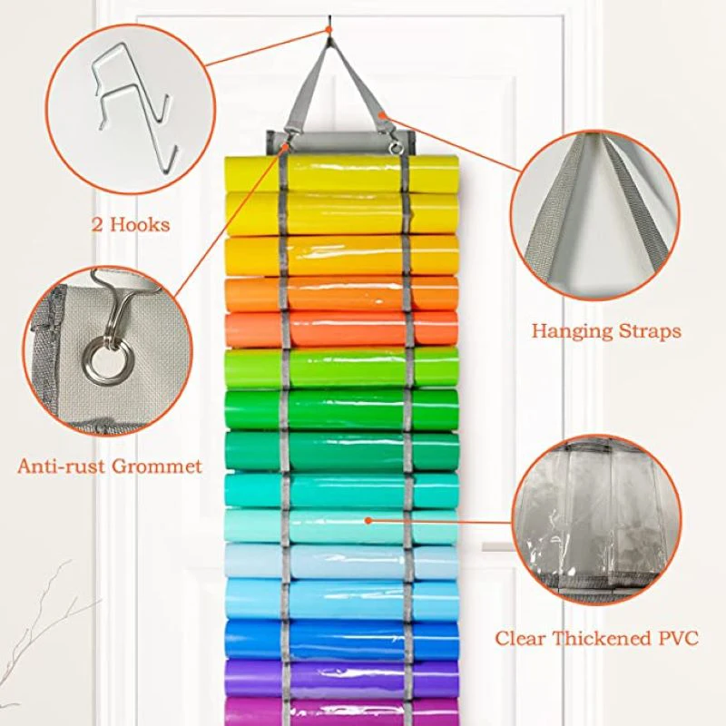 Vinyl Roll Holder Vinyl Storage Organizer Hanging Bag Wall Mount Craft  Vinyl Roll Organizer Rack Behind Door Hanging Bag